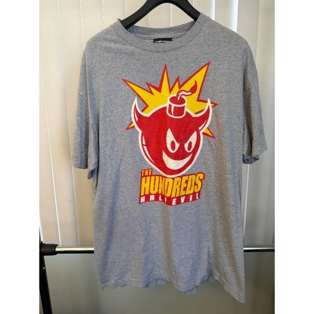 Men's The Hundreds x Half Evil Gray Graphic T-shirt Size X-large